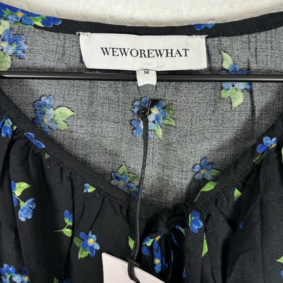 We Wore What Black Floral Ruffle Blouse NWT Size Medium - Picture 5 of 5